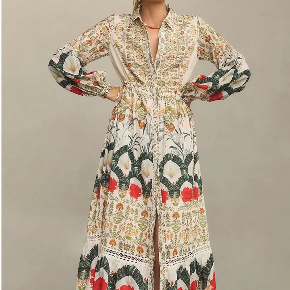 Printed Buttondown Shirt Dress - Picture 1 of 2